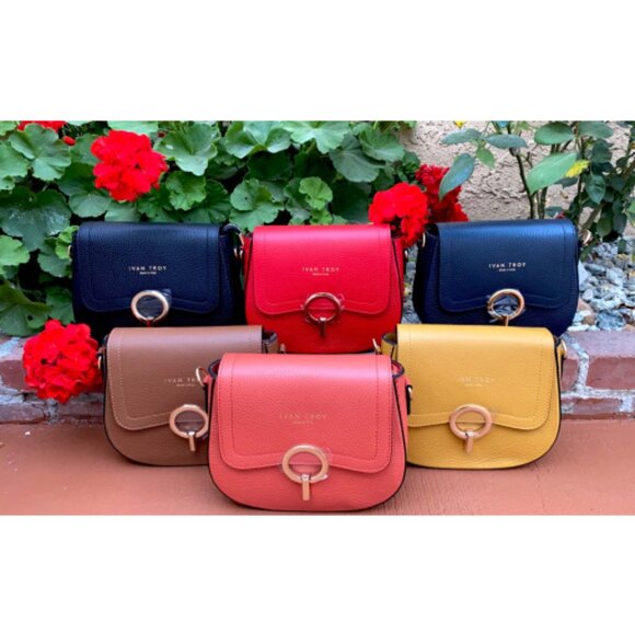 Tina Yellow Italian Leather Shoulder Bag